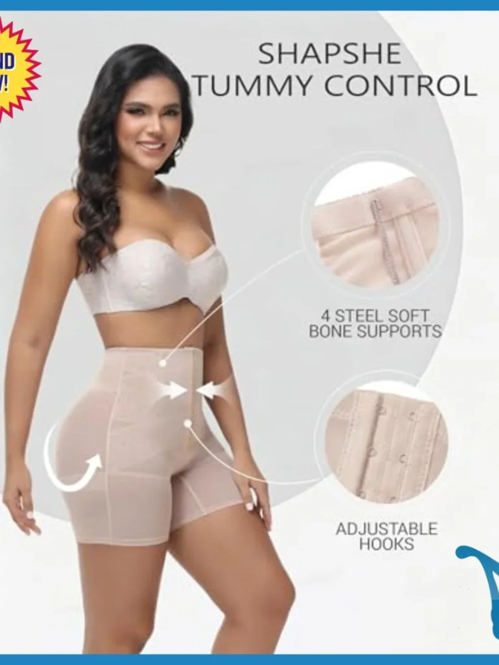 Tummy Control Shapewear Shorts Adjustable Hooks Slimming Girdle Body Shaper